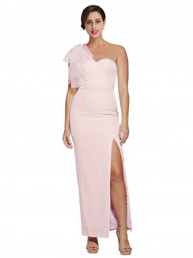 Low Back Stretch Crepe One Shoulder Long Sleeveless Formal Evening Gown / Prom Dress / Bridesmaid Dress Southampton