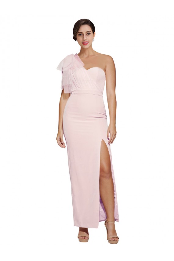 Low Back Stretch Crepe One Shoulder Long Sleeveless Formal Evening Gown / Prom Dress / Bridesmaid Dress Southampton