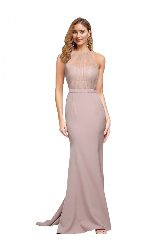 Dusty Pink Stretch Crepe Sweetheart Sweep Train Sleeveless Formal Evening Gown / Prom Dress / Bridesmaid Dress Southampton