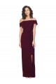 Low Back Burgundy Gold Stretch Crepe Off the Shoulder Long Sleeveless Formal Evening Gown / Prom Dress / Bridesmaid Dress Southampton
