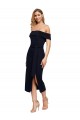 Low Back Stretch Crepe Off the Shoulder Midi Length Sleeveless Formal Evening Gown / Prom Dress / Bridesmaid Dress Southampton