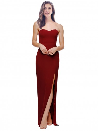 Low Back Stretch Crepe Sweetheart Long Sleeveless Bridesmaid Dress / Evening Dress Southampton