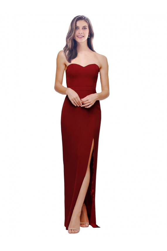 Low Back Stretch Crepe Sweetheart Long Sleeveless Bridesmaid Dress / Evening Dress Southampton