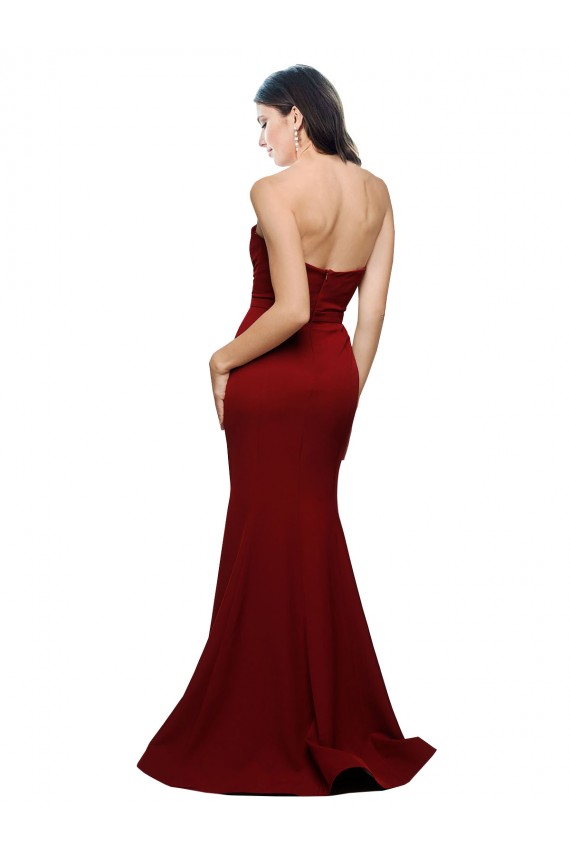 Low Back Burgundy Stretch Crepe Sweetheart Long Sleeveless Formal Evening Gown / Prom Dress / Bridesmaid Dress Southampton