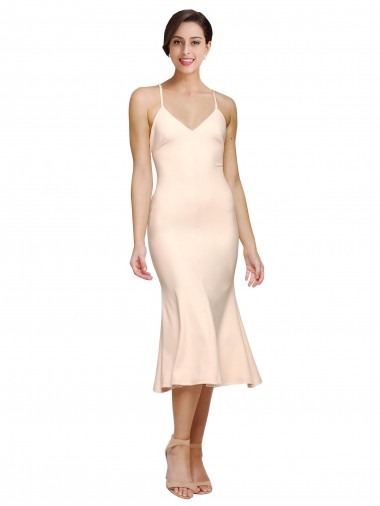 Open Back Stretch Crepe V-Neck Midi Length Sleeveless Evening Gown / Prom Dress / Bridesmaid Dress Southampton