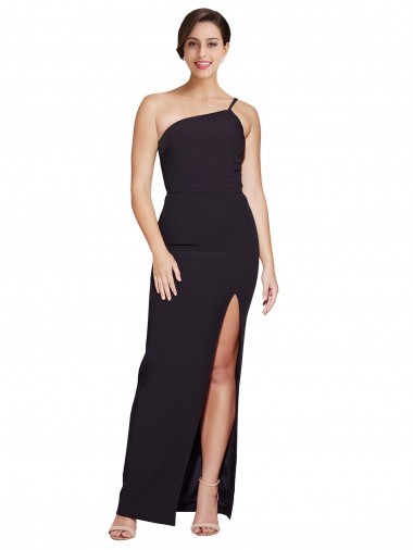 Black Stretch Crepe One Shoulder Long Sleeveless Formal Evening Gown / Prom Dress / Bridesmaid Dress Southampton