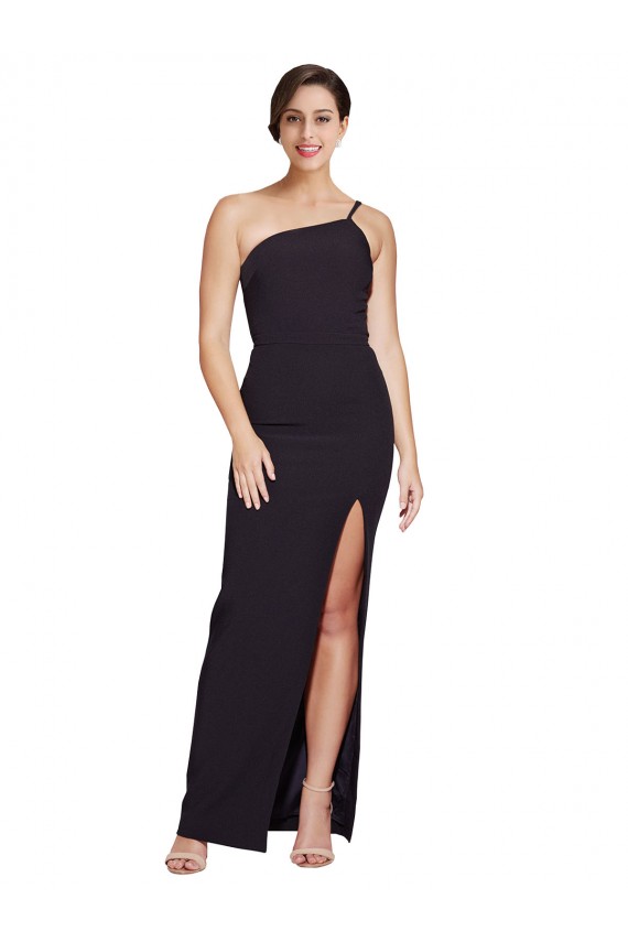 Black Stretch Crepe One Shoulder Long Sleeveless Formal Evening Gown / Prom Dress / Bridesmaid Dress Southampton
