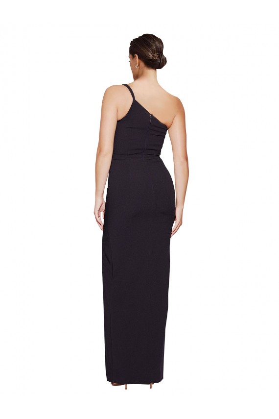 Black Stretch Crepe One Shoulder Long Sleeveless Formal Evening Gown / Prom Dress / Bridesmaid Dress Southampton