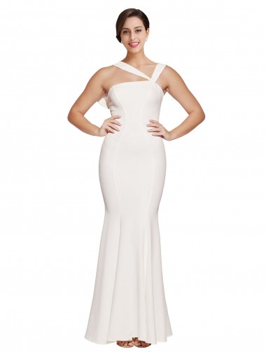 Low Back Ivory Stretch Crepe Square Neck Long Sleeveless Formal Evening Gown / Prom Dress / Bridesmaid Dress Southampton