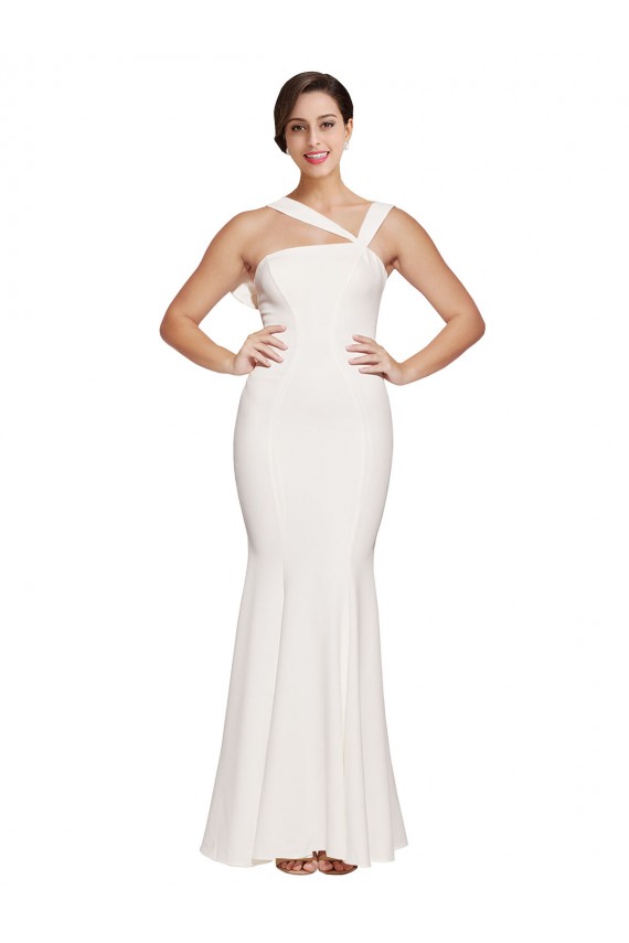 Low Back Ivory Stretch Crepe Square Neck Long Sleeveless Formal Evening Gown / Prom Dress / Bridesmaid Dress Southampton