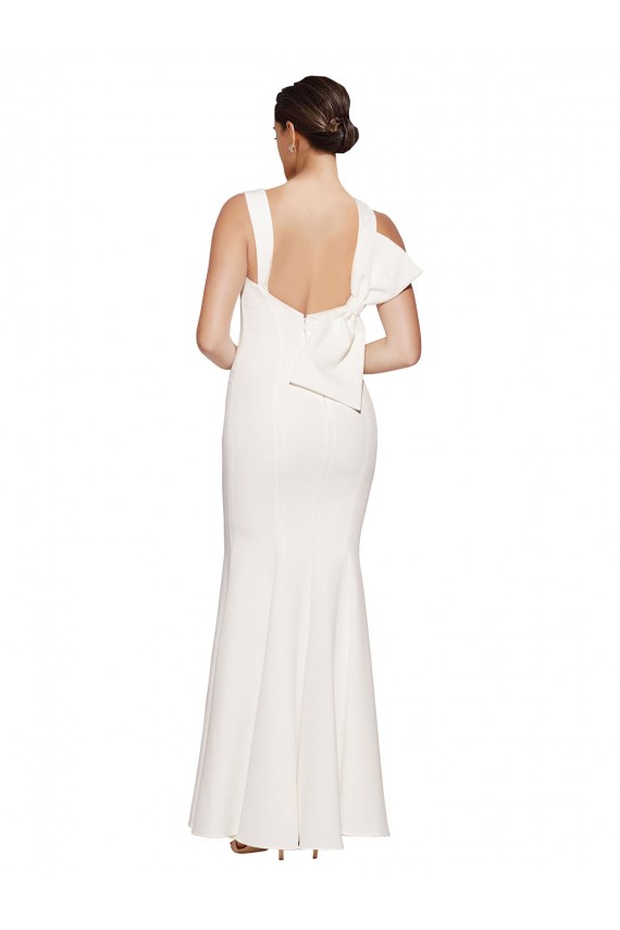 Low Back Ivory Stretch Crepe Square Neck Long Sleeveless Formal Evening Gown / Prom Dress / Bridesmaid Dress Southampton