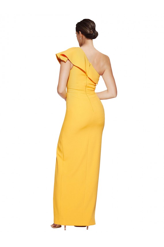 Saffron Stretch Crepe One Shoulder Long Sleeveless Formal Evening Gown / Prom Dress / Bridesmaid Dress Southampton