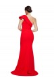 Red Stretch Crepe One Shoulder Sweep Train Sleeveless Semi Formal Evening Dress / Prom Dress / Bridesmaid Dress Southampton