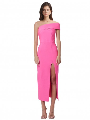 Stretch Crepe One Shoulder Midi Length Sleeveless Evening Gown / Prom Dress / Bridesmaid Dress Southampton