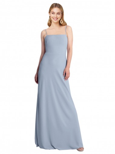 Open Back Stretch Crepe Square Neck Long Sleeveless Prom Dress / Bridesmaid Dress Southampton