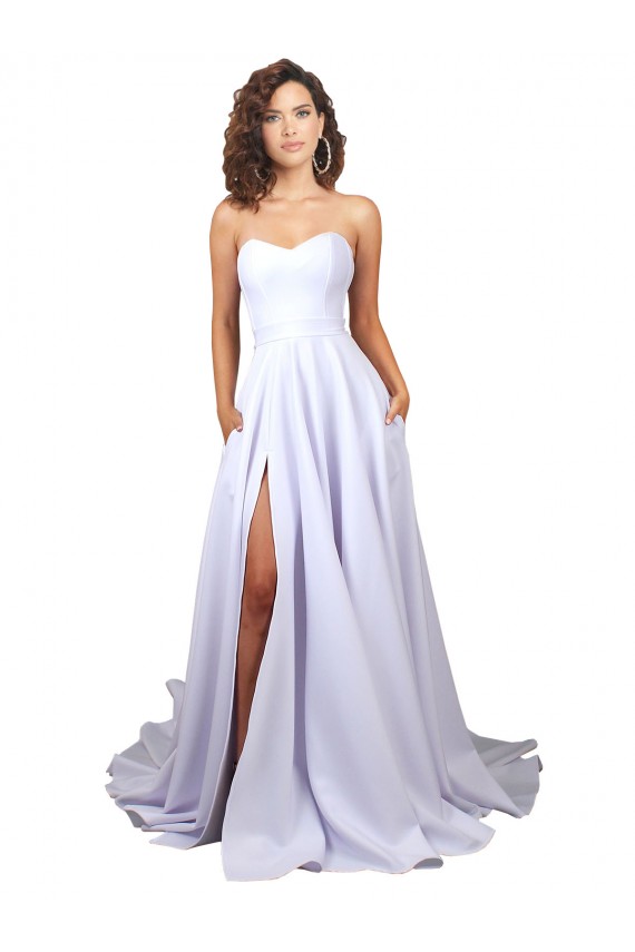 Stretch Crepe Sweetheart Long Sleeveless Beach Wedding Dress Southampton
