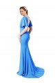 V-Back Stretch Crepe V-Neck Sweep Train Short Sleeves Prom Dress / Bridesmaid Dress Southampton