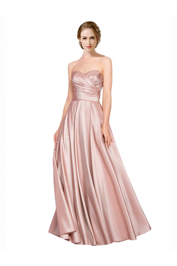 Low Back Stretch Satin Sweetheart Long Sleeveless Black Tie Evening Gown / Prom Dress / Bridesmaid Dress Southampton