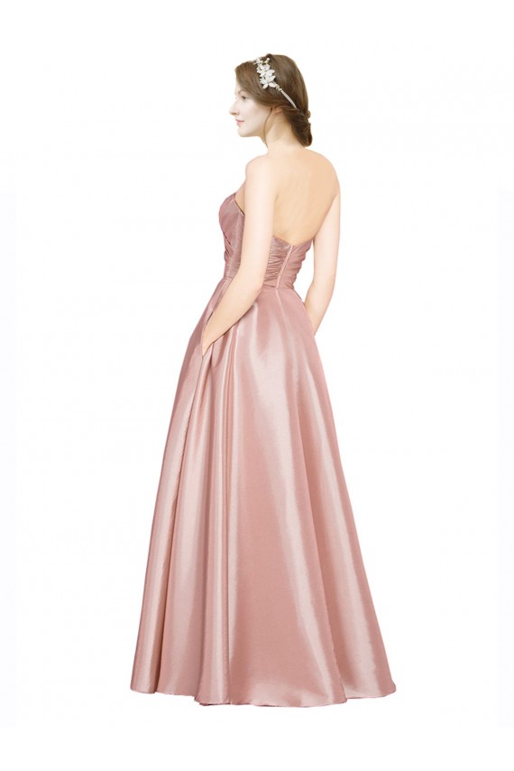 Low Back Stretch Satin Sweetheart Long Sleeveless Black Tie Evening Gown / Prom Dress / Bridesmaid Dress Southampton