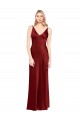 V-Back Burgundy Stretch Satin Spaghetti Straps Long Sleeveless Formal Evening Gown / Prom Dress / Bridesmaid Dress Southampton