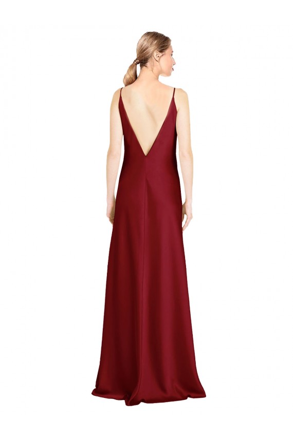 V-Back Stretch Satin V-Neck Long Sleeveless Black Tie Evening Gown / Prom Dress / Bridesmaid Dress Southampton