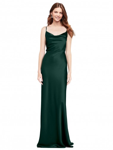 V-Back Stretch Satin Cowl Neck Long Sleeveless Black Tie Evening Gown / Prom Dress / Bridesmaid Dress Southampton