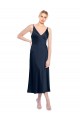 V-Back Stretch Satin V-Neck Midi Length Sleeveless Formal Evening Gown / Prom Dress / Bridesmaid Dress Southampton