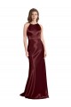 Burgundy Gold Stretch Satin Spaghetti Straps Long Sleeveless Formal Evening Gown / Prom Dress / Bridesmaid Dress Southampton