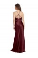 Burgundy Gold Stretch Satin Spaghetti Straps Long Sleeveless Formal Evening Gown / Prom Dress / Bridesmaid Dress Southampton