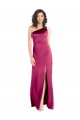 Open Back Fuchsia Stretch Satin One Shoulder Long Sleeveless Formal Evening Gown / Prom Dress / Bridesmaid Dress Southampton