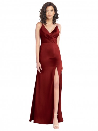 V-Back Stretch Satin V-Neck Long Sleeveless Formal Dress / Bridesmaid Dress Southampton