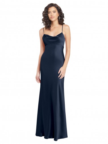 Open Back Stretch Satin Cowl Neck Long Sleeveless Black Tie Evening Gown / Prom Dress / Bridesmaid Dress Southampton