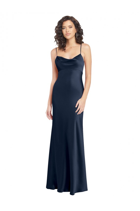 Open Back Stretch Satin Cowl Neck Long Sleeveless Black Tie Evening Gown / Prom Dress / Bridesmaid Dress Southampton