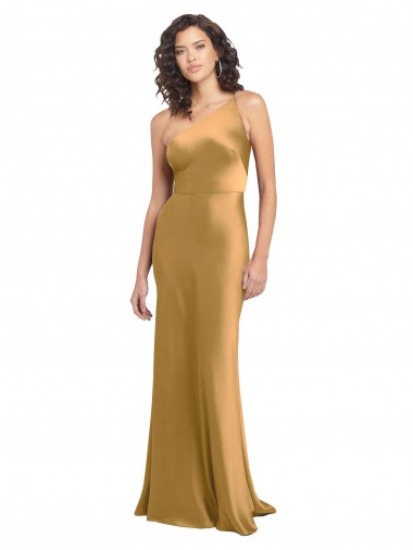 Stretch Satin One Shoulder Long Sleeveless Formal Evening Gown / Prom Dress / Bridesmaid Dress Southampton