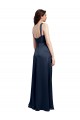 Low Back Dark Navy Stretch Satin Cowl Neck Long Sleeveless Formal Evening Gown / Prom Dress / Bridesmaid Dress Southampton