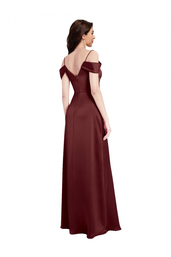 Stretch Satin Off the Shoulder Long Sleeveless Formal Dress / Bridesmaid Dress Southampton