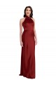 Open Back Stretch Satin Halter Neck Long Sleeveless Black Tie Evening Gown / Prom Dress / Bridesmaid Dress Southampton