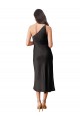 Stretch Satin One Shoulder Midi Length Sleeveless Black Tie Evening Dress / Prom Dress / Bridesmaid Dress Southampton