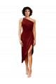 Stretch Satin One Shoulder Midi Length Sleeveless Black Tie Evening Gown / Prom Dress / Bridesmaid Dress Southampton