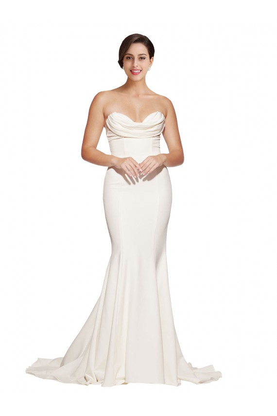 Low Back Stretch Satin Cowl Neck Sweep Train Sleeveless Formal Evening Gown / Prom Dress / Bridesmaid Dress Southampton