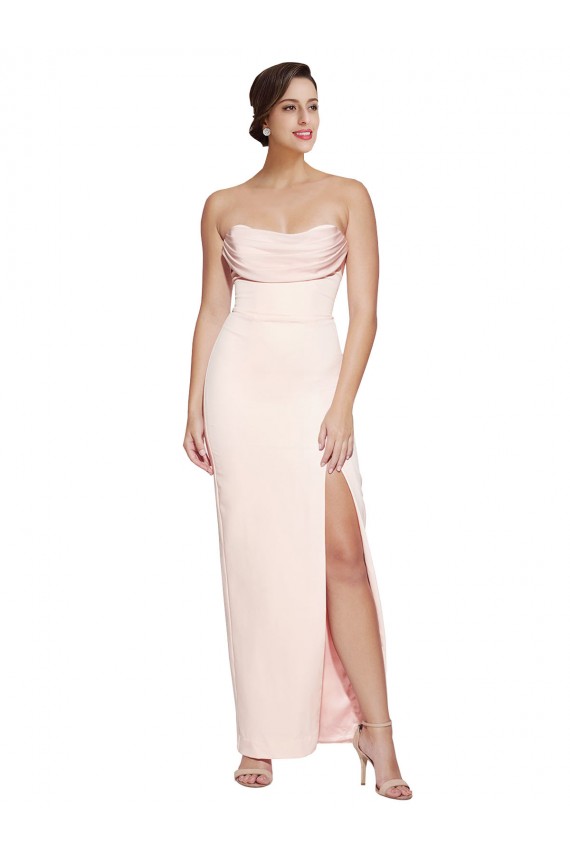 Low Back Stretch Satin Cowl Neck Long Sleeveless Formal Evening Gown / Prom Dress / Bridesmaid Dress Southampton