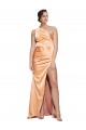 Open Back Light Copper Stretch Satin One Shoulder Long Sleeveless Formal Evening Gown / Prom Dress / Bridesmaid Dress Southampton