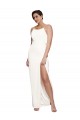 Low Back Ivory Stretch Satin Halter Neck Long Sleeveless Formal Evening Gown / Prom Dress / Bridesmaid Dress Southampton