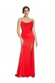 Low Back Red Stretch Satin Cowl Neck Long Sleeveless Formal Evening Gown / Prom Dress / Bridesmaid Dress Southampton