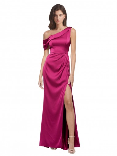 Stretch Satin One Shoulder Long Sleeveless Bridesmaid Dress / Evening Dress Southampton