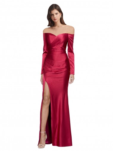 Stretch Satin Sweetheart Long Long Sleeves Formal Evening Gown / Prom Dress / Bridesmaid Dress Southampton