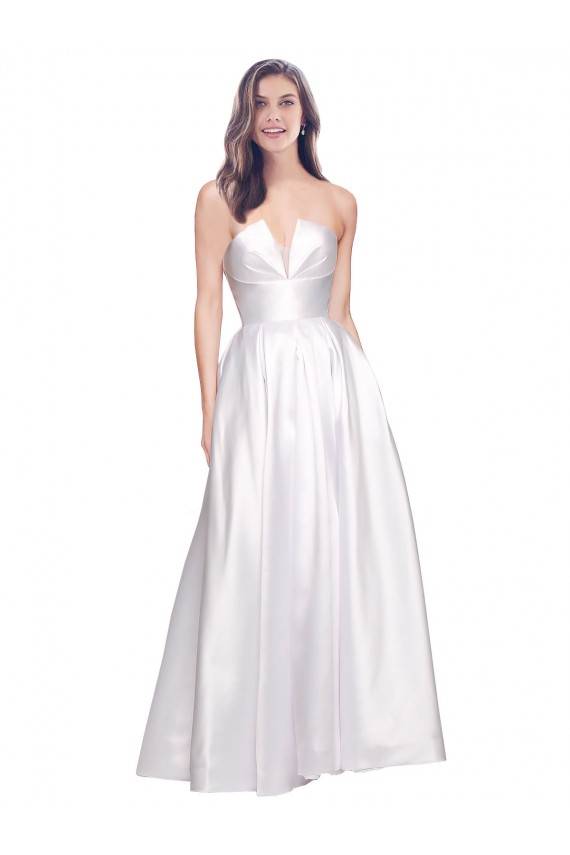 Low Back Stretch Satin Strapless Long Sleeveless Formal Evening Gown / Prom Dress / Bridesmaid Dress Southampton