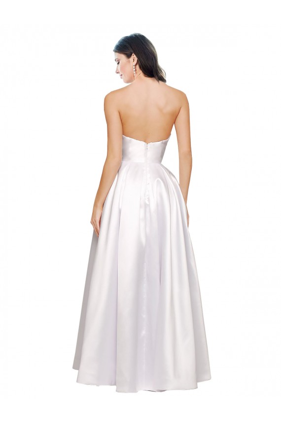 Low Back Stretch Satin Strapless Long Sleeveless Formal Evening Gown / Prom Dress / Bridesmaid Dress Southampton