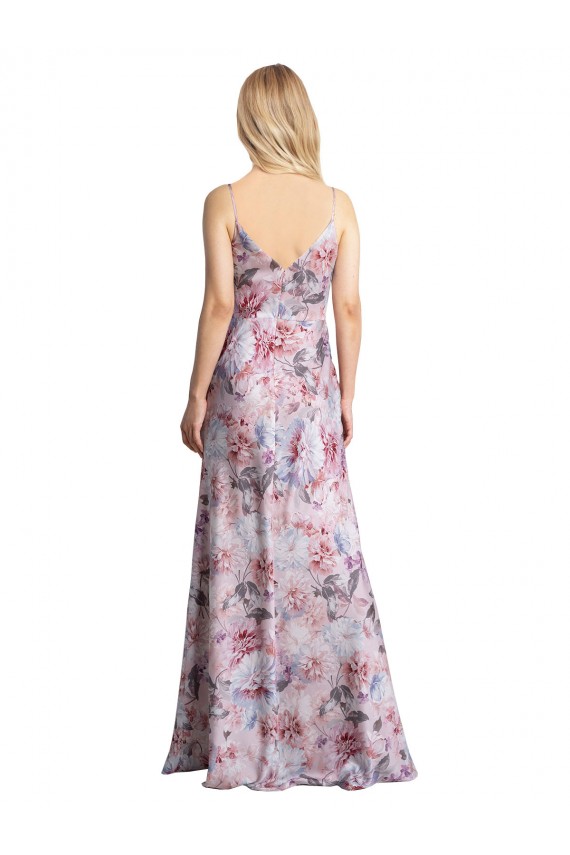 Stretch Satin & Floral Cowl Neck Long Sleeveless Formal Evening Gown / Bridesmaid Dress Southampton