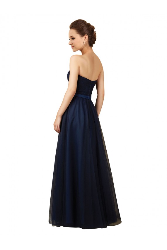 Dark Navy Tulle Sweetheart Long Sleeveless Bridesmaid Gown Southampton